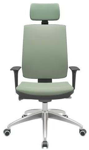 Cadeira Office Brizza Soft Vinil Verde Autocompensador Com Encosto Cabeça Base Aluminio 126cm - 63473 Sun House