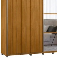Guarda Roupa Casal 230cm Com Espelho Verbena Cinamomo Z10   - Mpozenat