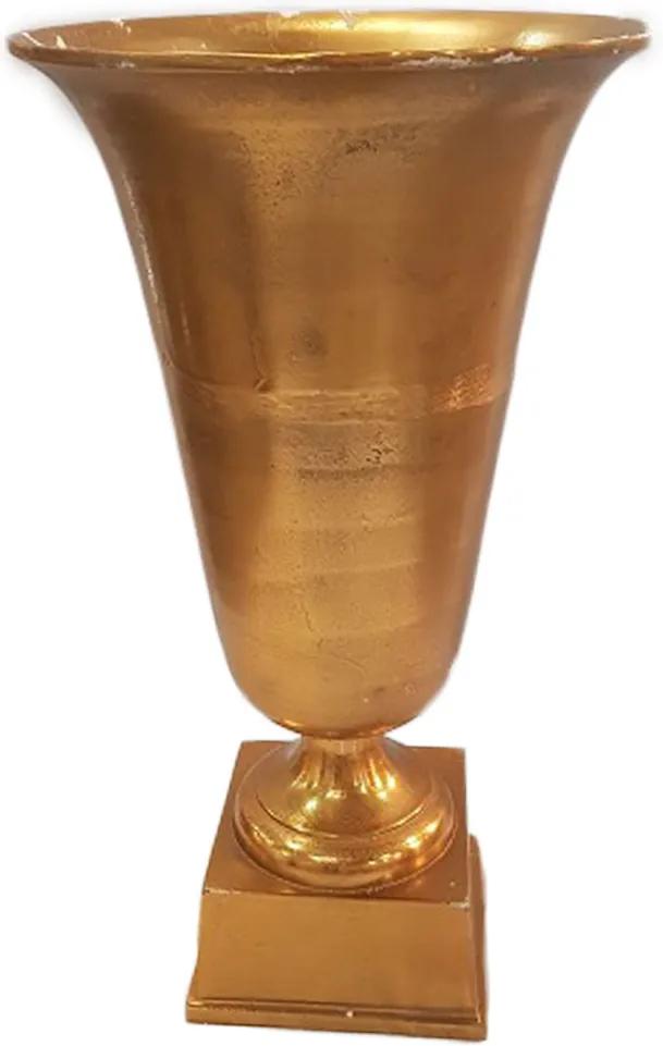 Vaso em Alumínio Cor de Bronze com Pedestal