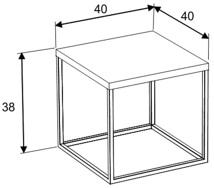 Mesa Lateral Cube M Estilo Industrial Baixa - Vermont/cobre