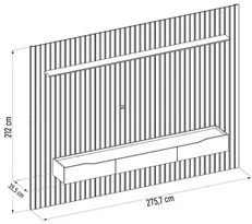 Painel para TV 75 Pol Ripado com Bancada Suspensa 275x212cm Pratisk D0