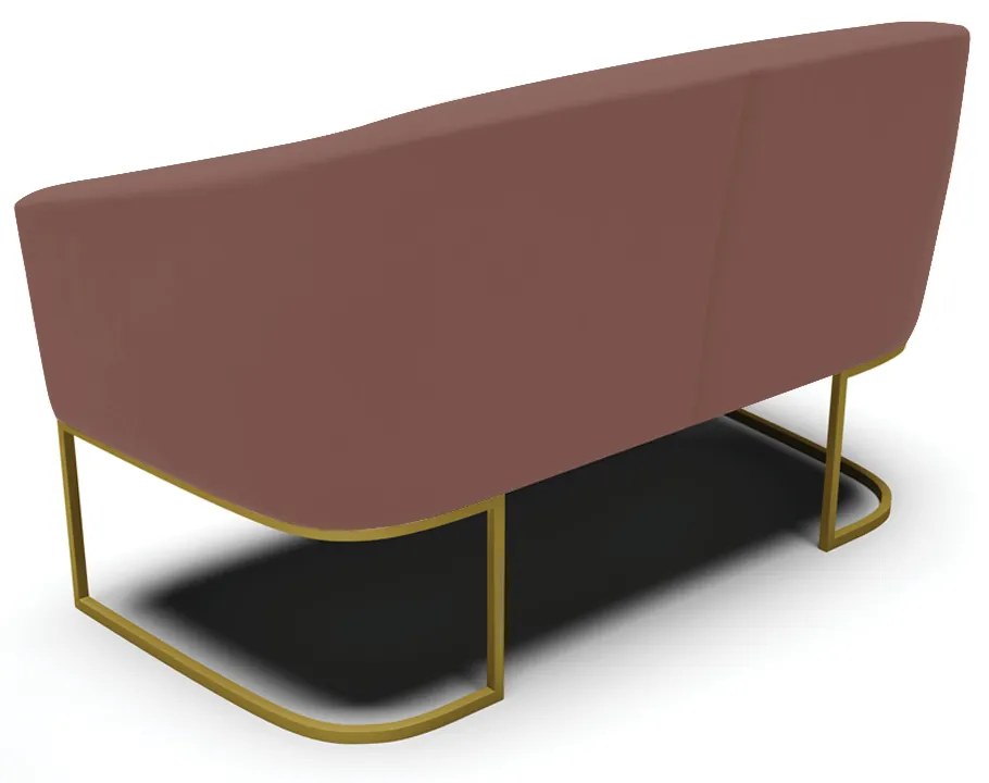 Sofá 2 Lugares Namoradeira Industrial Dourado Stella Veludo D03 - D'Rossi - Rose
