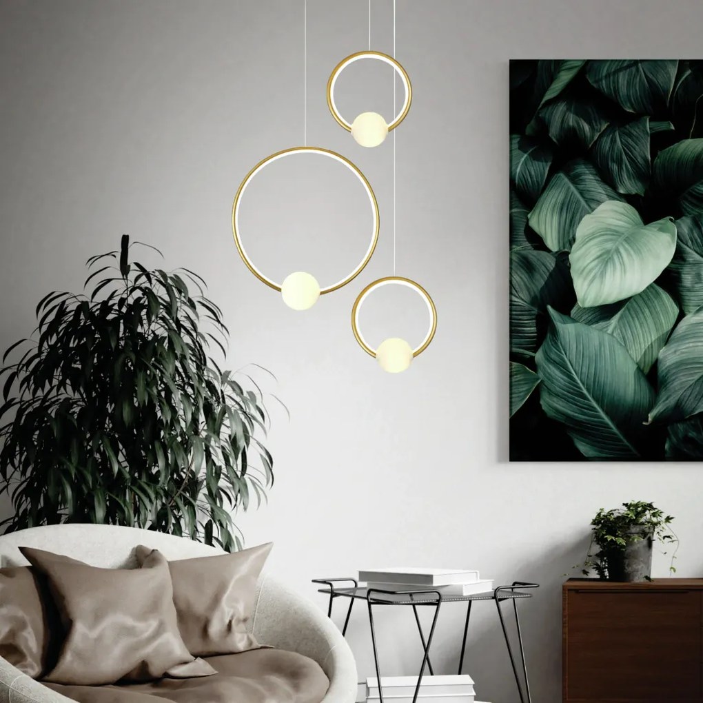 Pendente Allenza Ø20Cm Aro Vertical Led 6W 3000K Bivolt Alumínio Doura...