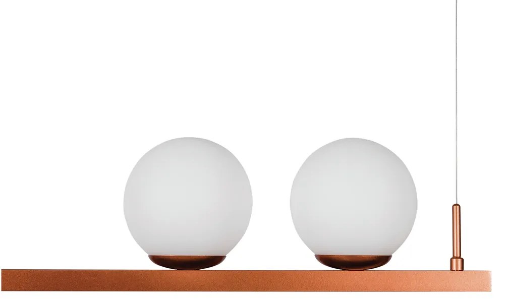 Pendente Zig 90X30Cm 3Xg9 / Cabo Aço Chumbador + Cabo Rayon / Globo Ø1... (BZ-M / DR-PV - Bronze Metálico / Dourado Brilho Polido Verniz, CLEAR)
