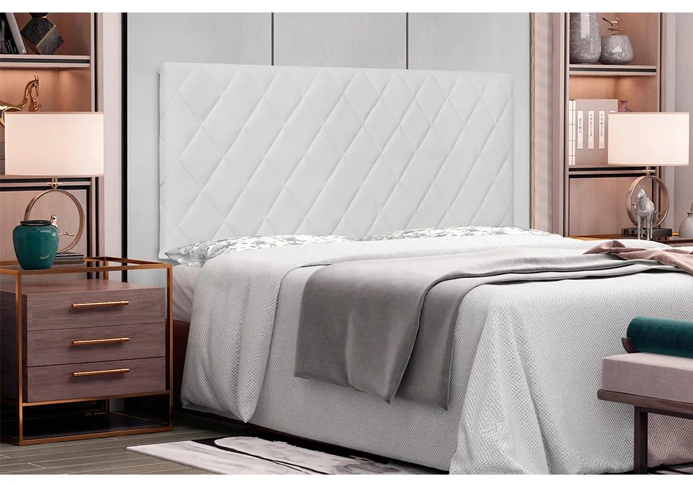 Cabeceira Painel Dubai Para Cama Box Casal 140 cm Corino - D'Rossi - Branco