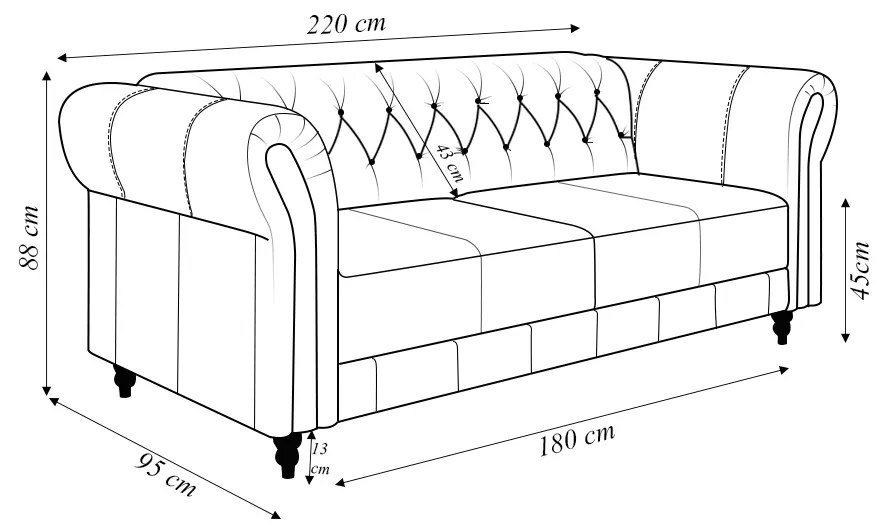 Sofá Living Sala de Estar Stanford Chesterfield 2 Lugares 220cm Pés de Madeira Couro Bege G58 - Gran Belo