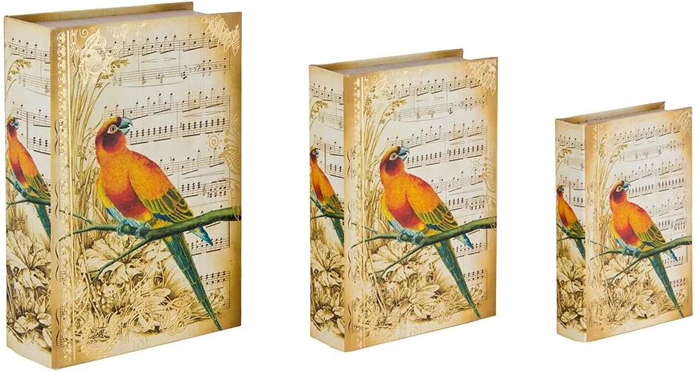 Book Box Conjunto 3 Peças Notas Musicais Pássaros Oldway - 36x25x10cm