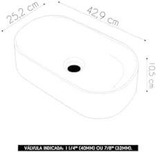 Cuba Pia de Apoio Para Banheiro Oval 43cm Hera C08 Preto - Mpozenato