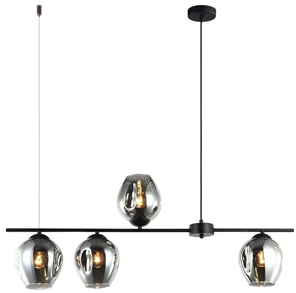 Pendente Metal Vidro Preto 91cm Cutie