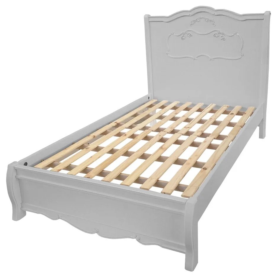 Cama Solteiro Peseira Baixa Bourbon - Cinza Claire Provençal Kleiner