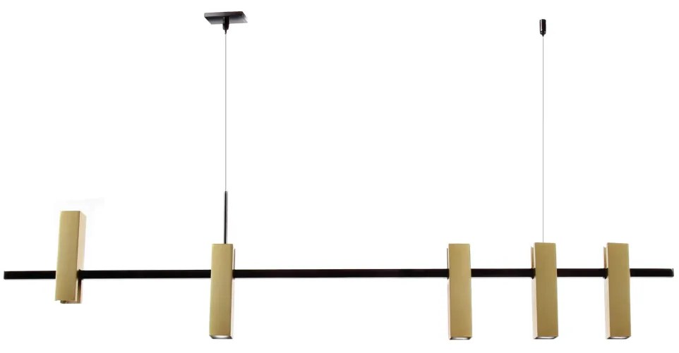 Pendente Square Retangular 120X04X38Cm Tubo Quadrado Fixo Assimetricos... (DENIM / COBRE BRILHO)