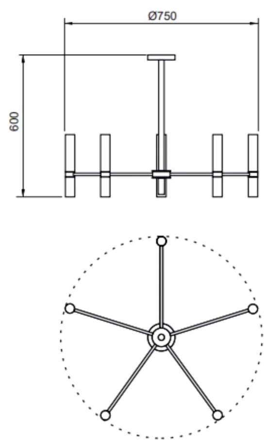 Pendente Século Ø75X60Cm 10Xmr11 Por Waldir Junior - Usina 51090/10 (MT-M - Mate Metálico)