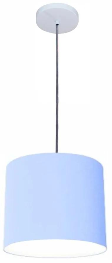 Luminária Pendente Vivare Free Lux Md-4105 Cúpula em Tecido - Azul-Bebê - Canopla branca e fio transparente
