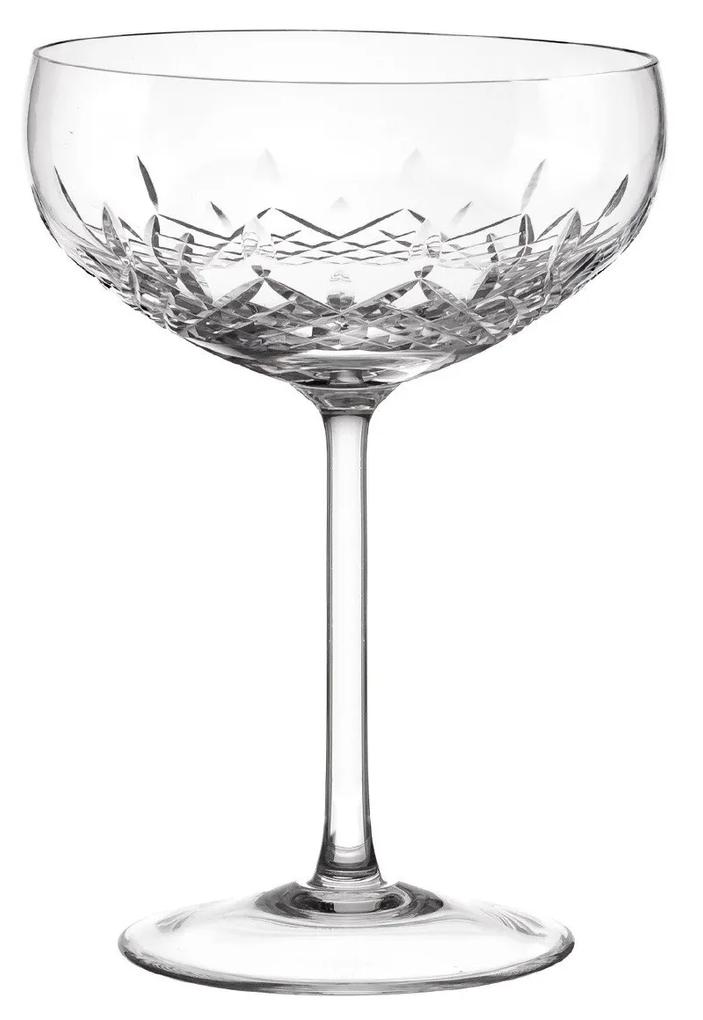 Taça de Cristal Lapidado Artesanal p/ Champanhe Coupé - Transparente  Incolor