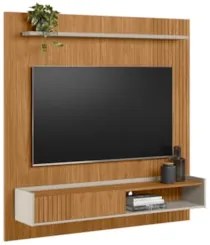 Painel Para TV 65 Pol com Bancada Suspensa 160cm Luke L06 Nature/Off W