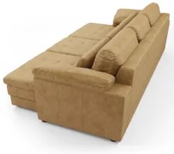 Sofá Retrátil 3 Lugares Para Sala 257cm Dijon Couro Bege S07 - Mpozena