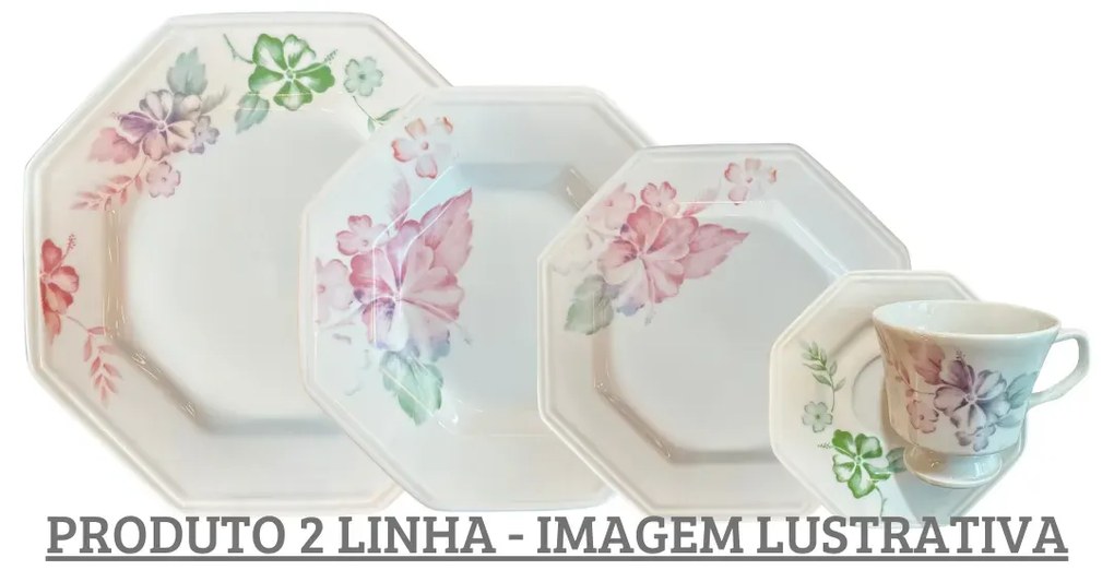 Aparelho De Jantar E Chá Porcelana Schmidt 30 Peças - Dec. Alessandra 2º Linha