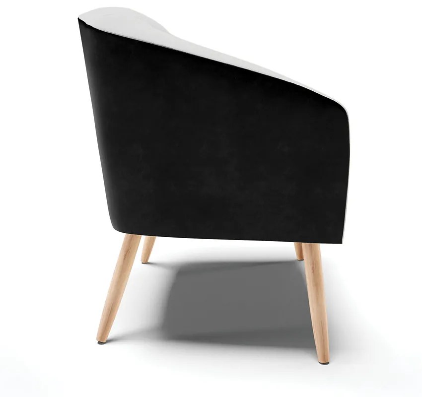 Poltrona Decorativa Pé Palito Natural Stella Preto/Linho Cinza D03 - D'Rossi
