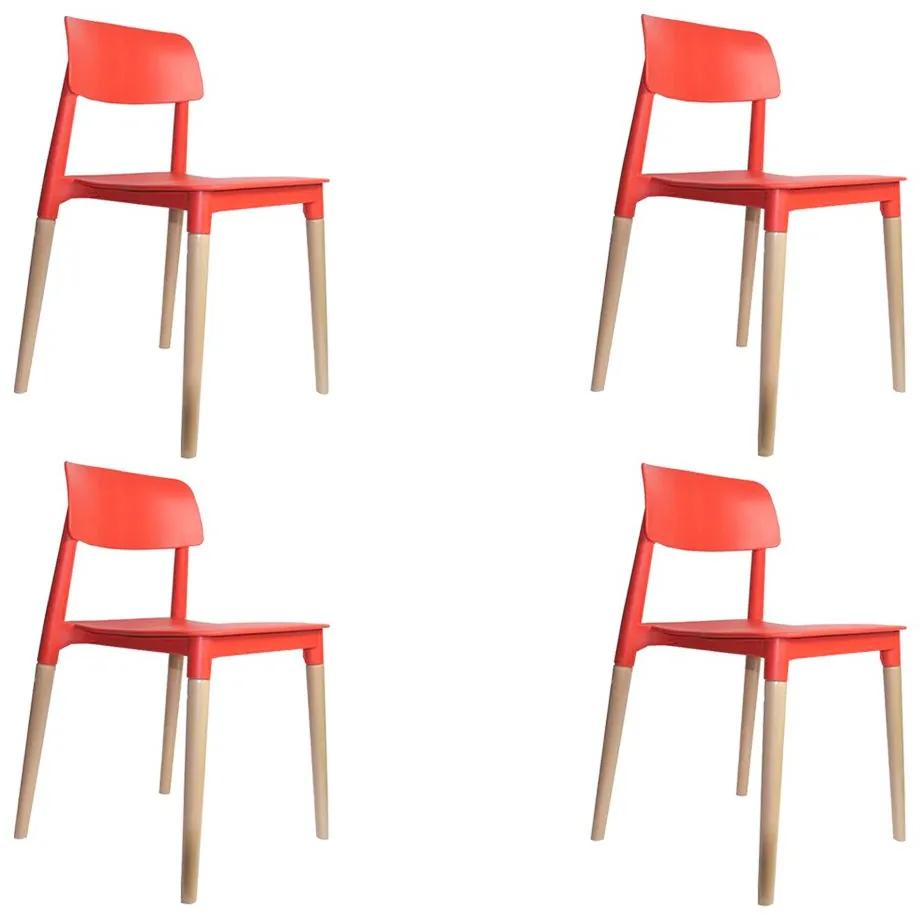 Kit 4 Cadeiras Decorativas Sala e Cozinha (PP) Viper Vermelha  G56 - Gran Belo