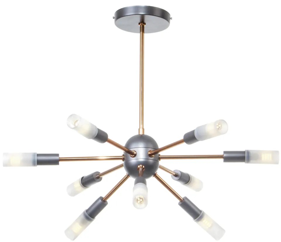 Pendente Flash 56X56X46Cm Sputnik Com Tubo Ponteira Acrílico Metal Alu... (MARSALA)