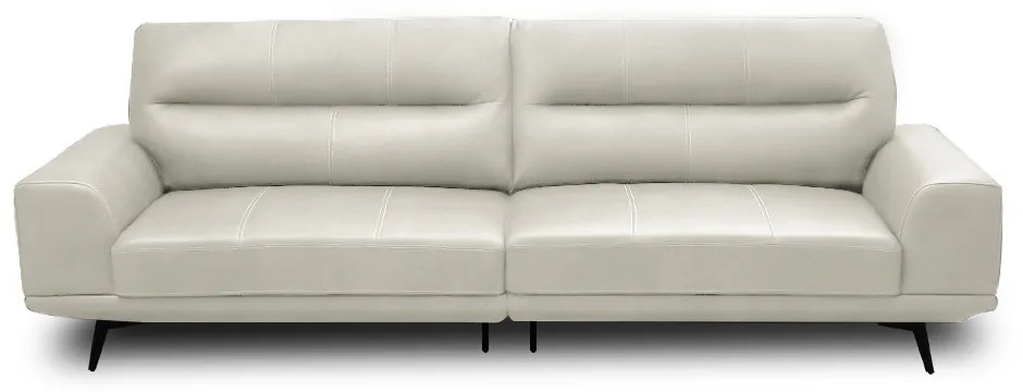 Sofá Decorativo Ashton 3 Lugares Sala de estar 236cm Pés em Aço Couro Off White G88 - Gran Belo