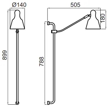 Arandela Frida Regulável 14X50,5X89,9Cm 1Xe27 Alumínio - Usina 25065/1 (CP-M - Champanhe Metálico, CP-M - Champanhe Metálico, Igual Cúpula Externa)