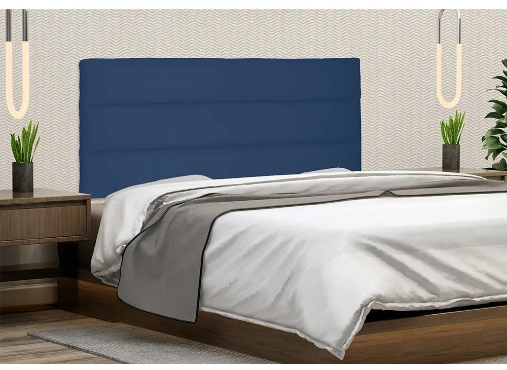 Cabeceira Painel La Italiana Para Cama Box Solteiro 90 cm Suede - D'Rossi - Azul Marinho