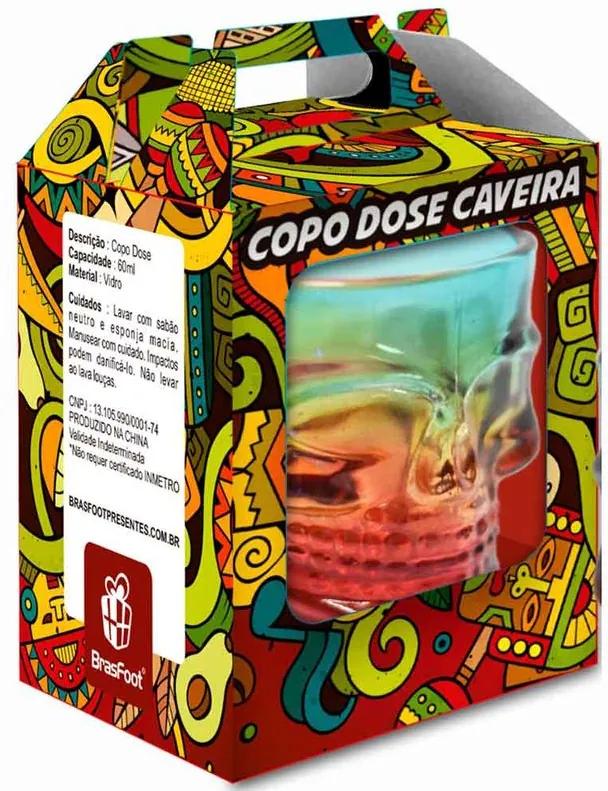 Copo Shot Individual Caveira Colorido 60ml