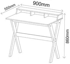 Escrivaninha Mesa para Computador Retrô 3 Nichos Itália Branco  Artany