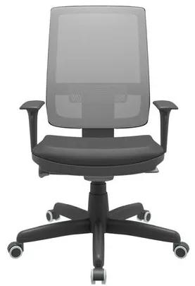 Cadeira Office Brizza Tela Cinza Assento Vinil Preto Autocompensador Base Standard 120cm - 63717 Sun House