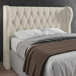 Cabeceira Casal Cama Box 140cm Malva Z04 Boucle Bege - Mpozenato