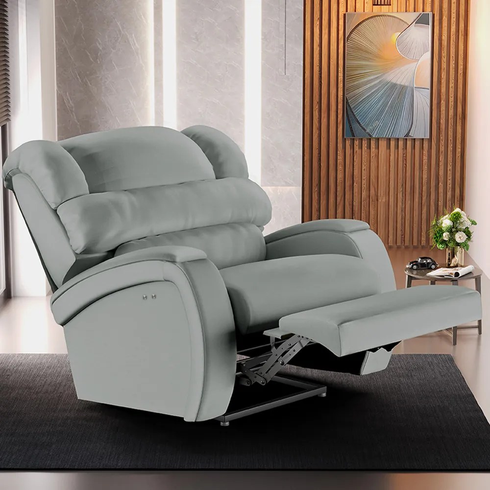 Poltrona do Papai Reclinável Napoli Power Touch Massagem PU Cinza FH1 - D'Rossi