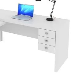 Mesa de Canto Para Escritório 3 Gavetas ME4106 Branco - Tecno Mobili