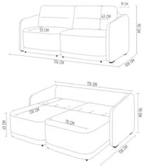 Sofá Cama Casal para Sala 176cm Polska Z08 Veludo Cinza Escuro - Mpoze