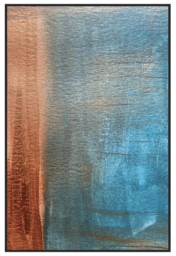 Quadro Decorativo Abstrato Canvas Ocre e Azul - CZ 44131