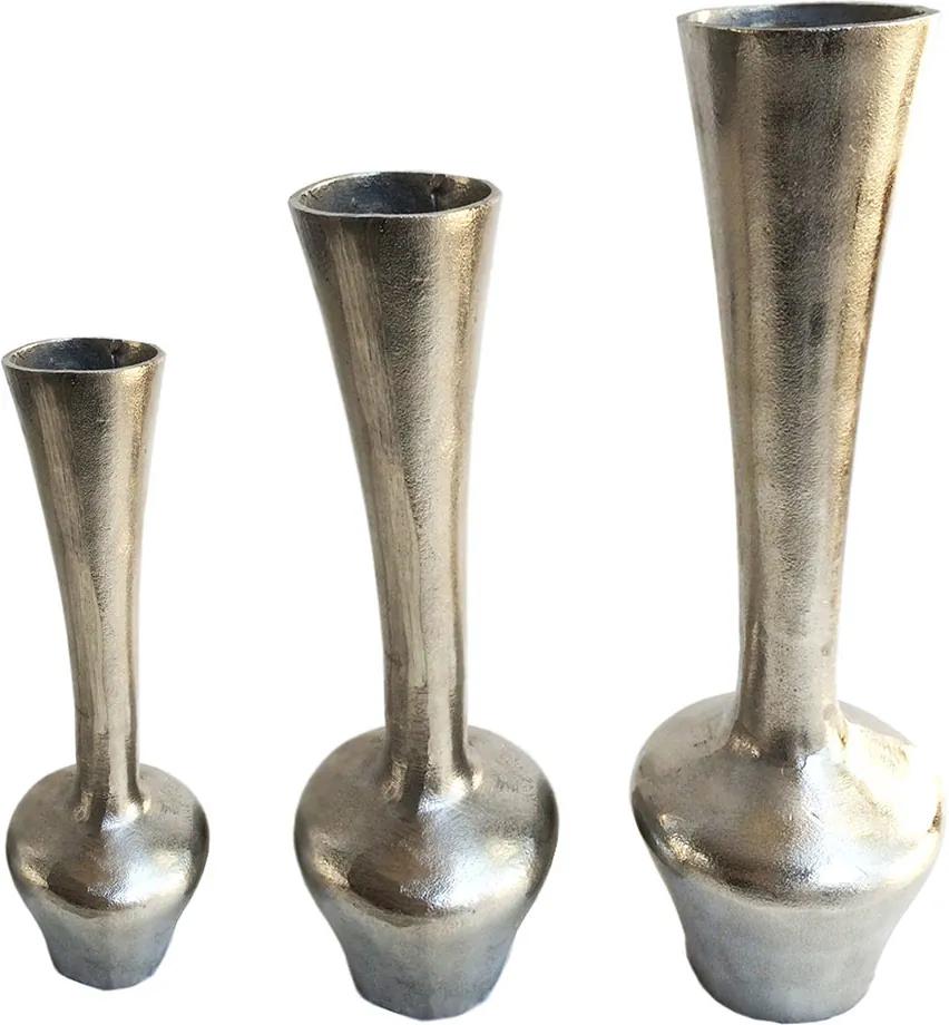 Conjunto de Vasos Em Alumínio Prateado Brilhante Erís