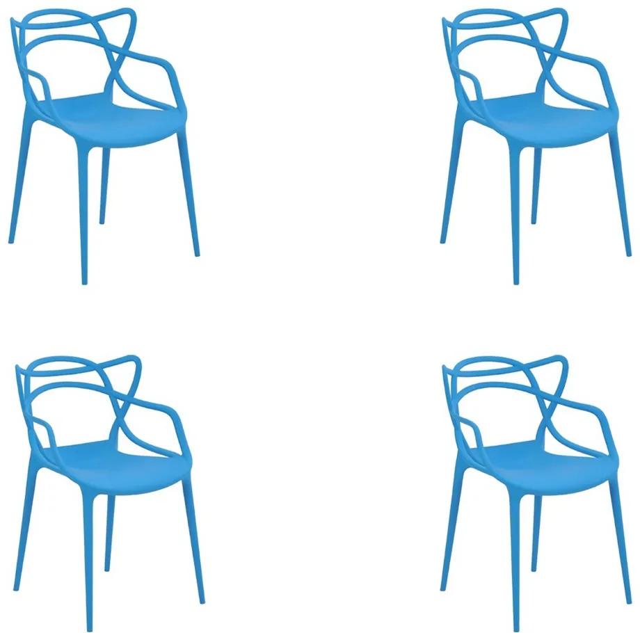 Kit 4 Cadeiras Decorativas Sala e Cozinha Feliti (PP) Azul G56 - Gran Belo