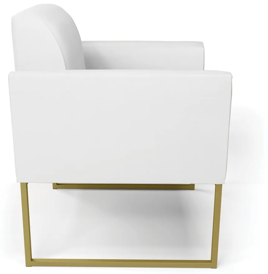 Poltrona Base Industrial Dourado Marisa Corino D03 - D'Rossi - Branco