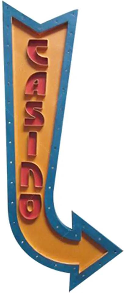 Placa com LED Big Arow Casino Azul e Amarelo em Metal - Urban
