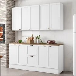 Armário de Cozinha Modulado 4 Peças Com Tampo CJ5 Duna P09 Branco - Mp