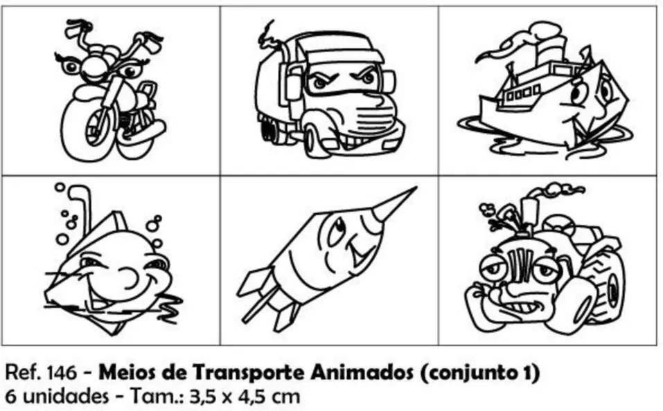 Carimbos Pedagógicos Meios De Transporte Animados 35x45cm Conjunto 1 - Jottplay