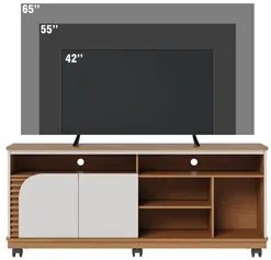 Rack para Sala Bancada de TV 65 Pol 150cm Madrid C05 Freijó/Off White