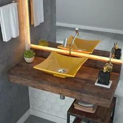 Cuba Pia de Apoio para Banheiro Quadrada Luxo 34 C08 Amarelo - Mpozena