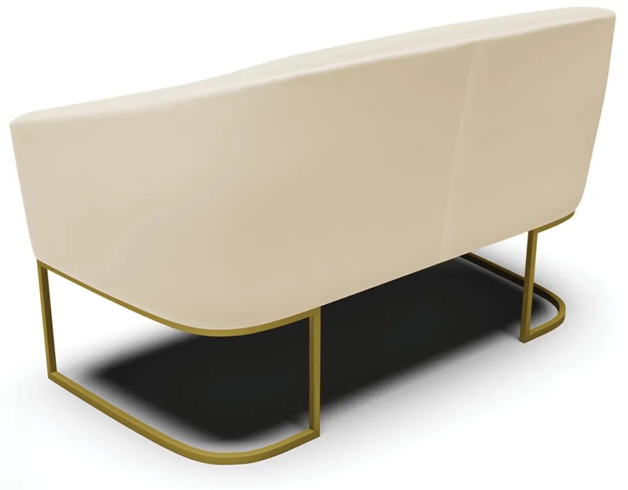 Sofá 2 Lugares Namoradeira Industrial Dourado Stella Sintético D03 - D'Rossi - Bege