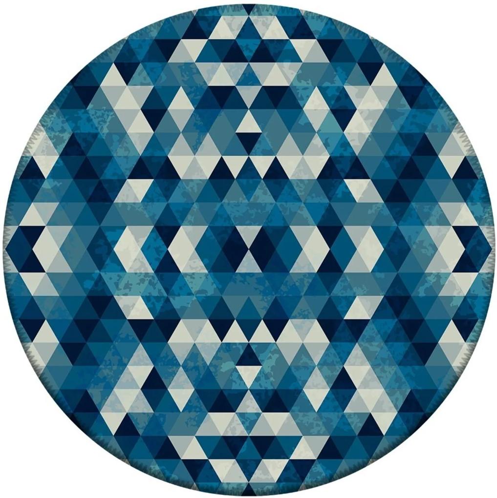 Tapete Love Decor Redondo Wevans Abstrato Azul 84cm
