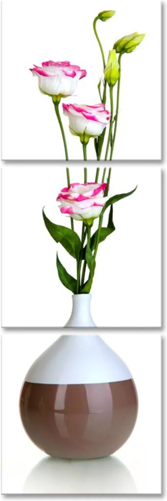 Quadro 150x50cm Vaso com Flores Rosas Brancas Decorativo Interiores Oppen House
