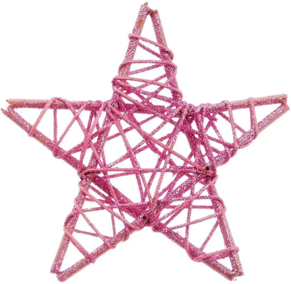 Estrela Decoração Natalina 15x15 Cm Cor Rosa Plástico 1 Peça