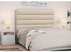Cabeceira Cama Box Casal Queen 160cm Greta Suede Bege e 2 Mesas Latera