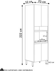 Paneleiro Torre Quente 70cm 4 Portas Pietá L06 Nature/Off White - Mpoz