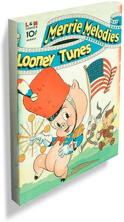 Tela Looney Tunes Vintage Collection Pork Pig In a Parade em Madeira